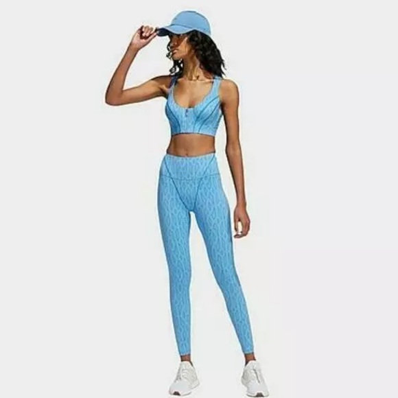 adidas x IVY PARK Sheer Monogram Leggings in Light Blue/Bright Blue - Picture 4 of 13